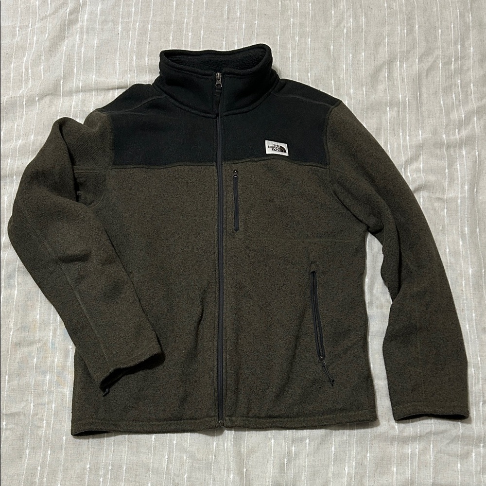 The North Face Black and Dark Green Fleece Jacket